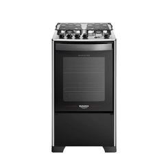 Fogão 4 Bocas Mesa Inox e Mega Chama Dako Magister Preto Bivolt