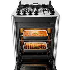 Fogão 4 Bocas Mesa Inox e Mega Chama Dako Magister Preto Bivolt