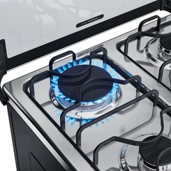 Fogão 4 Bocas Mesa Inox e Mega Chama Dako Magister Preto Bivolt