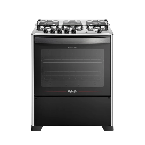 Fogão 5 Bocas Mesa Inox e Tripla Chama Dako Magister Preto Bivolt