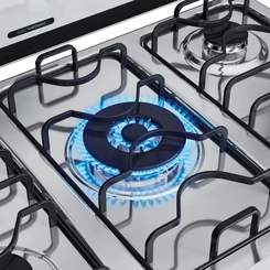 Fogão 5 Bocas Mesa Inox e Tripla Chama Dako Magister Preto Bivolt