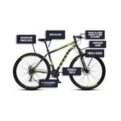 Bicicleta Aro 29 Colli Athena Shimano com 21 Marchas Preto/Amarelo