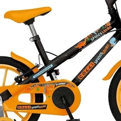 Bicicleta Infantil Aro 16 Colli Spinossauro Preto Fosco/Laranja