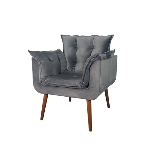Poltrona Decorativa MS Decor Silicia em Veludo Deluxe Grafite