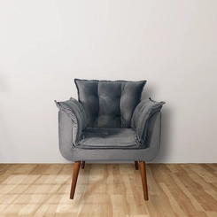 Poltrona Decorativa MS Decor Silicia em Veludo Deluxe Grafite