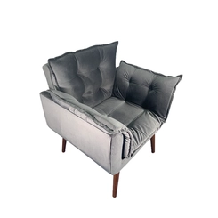 Poltrona Decorativa MS Decor Silicia em Veludo Deluxe Grafite