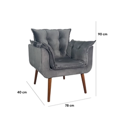 Poltrona Decorativa MS Decor Silicia em Veludo Deluxe Grafite