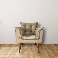 Poltrona Decorativa MS Decor Silicia em Veludo Deluxe Bege