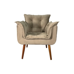 Poltrona Decorativa MS Decor Silicia em Veludo Deluxe Bege