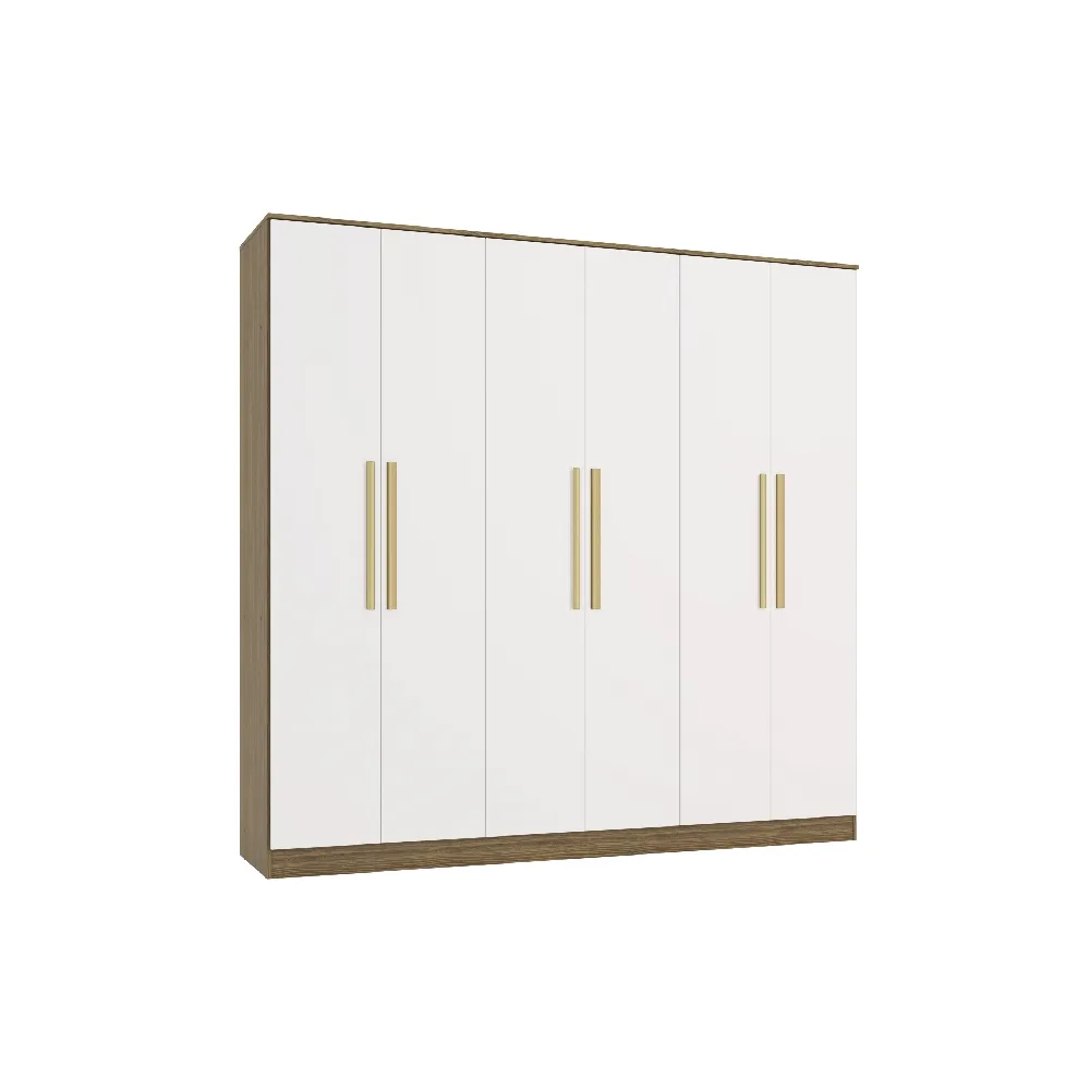 Guarda-Roupa 6 Portas Kappesberg N538 4 Gavetas Nogueira/Branco SE