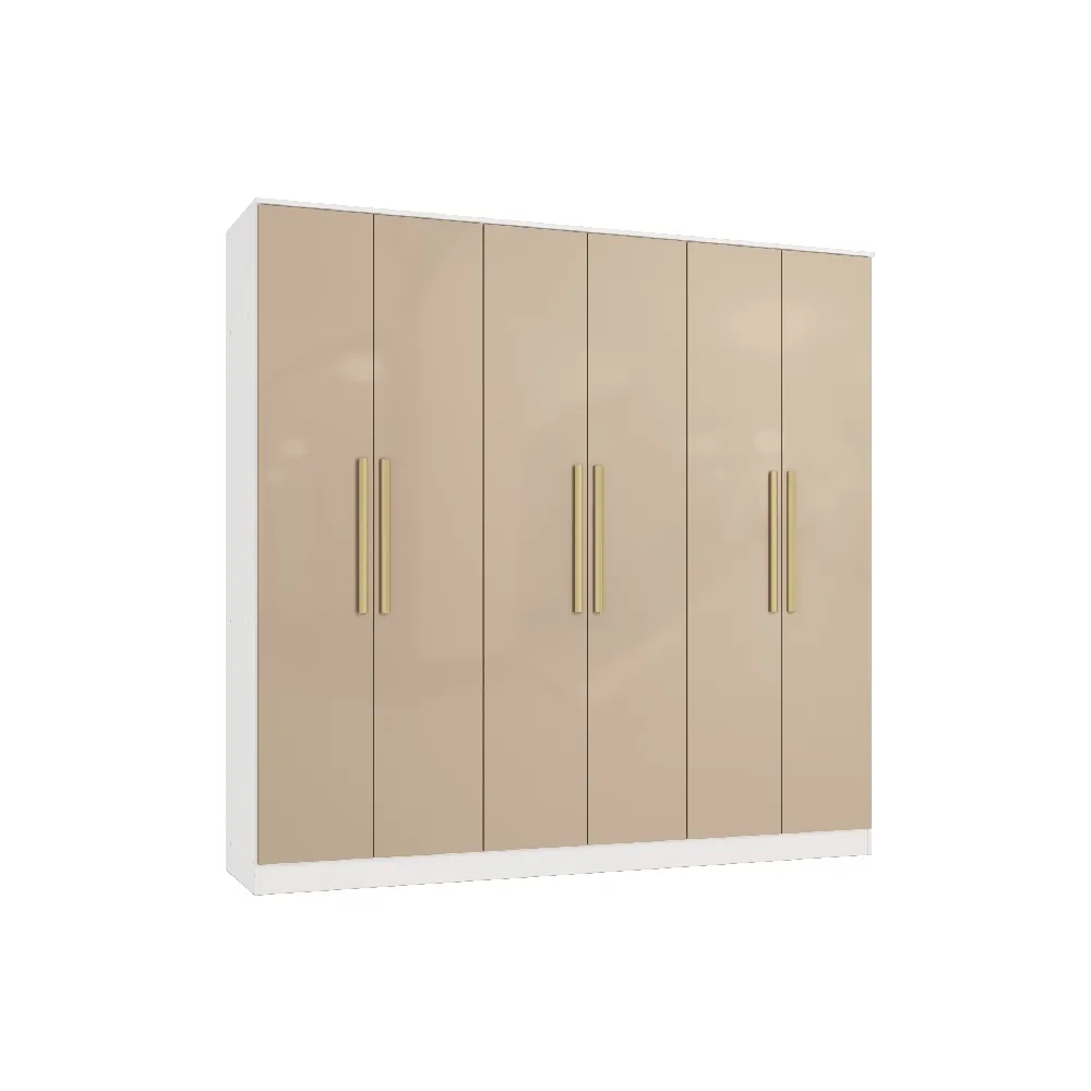 Guarda-Roupa 6 Portas Kappesberg N538 4 Gavetas Branco/Macadamia SE