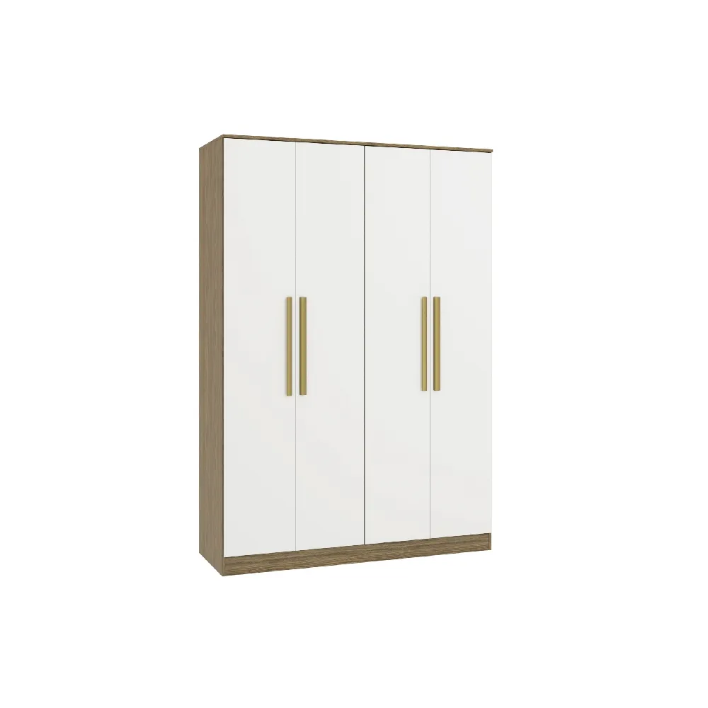 Guarda-Roupa 4 Portas Kappesberg N536 2 Gavetas Nogueira/Branco SE