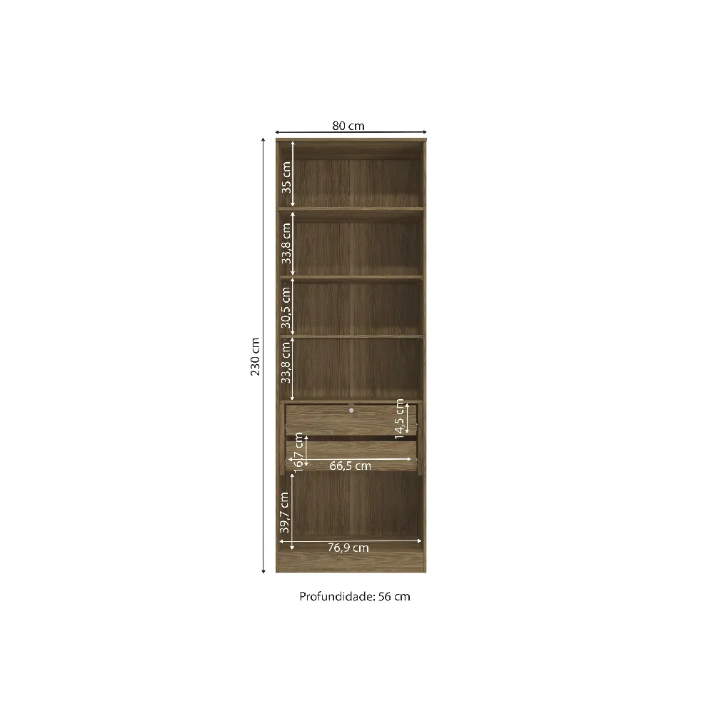 Guarda-Roupa 2 Portas Kappesberg N535 2 Gavetas Nogueira/Macadamia SE