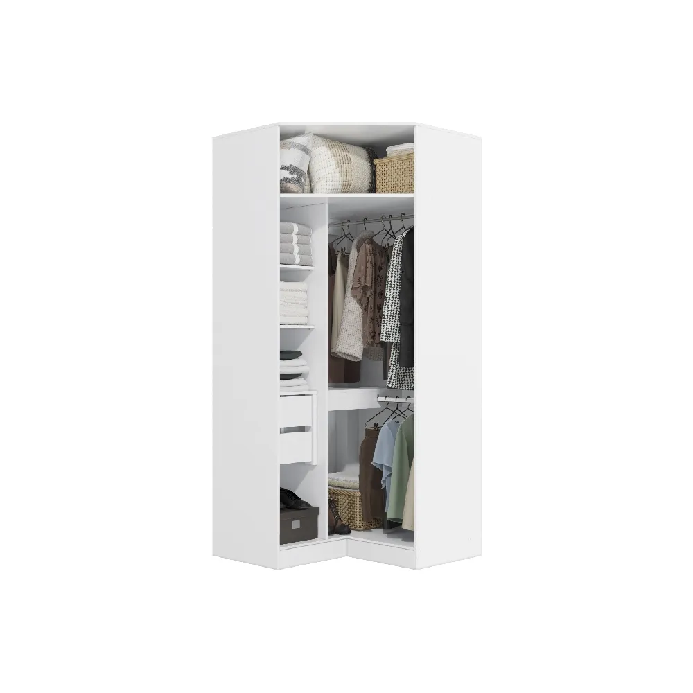 Guarda-Roupa Canto Obliquo 2 Portas Kappesberg N531 2 Gavetas Branco SE