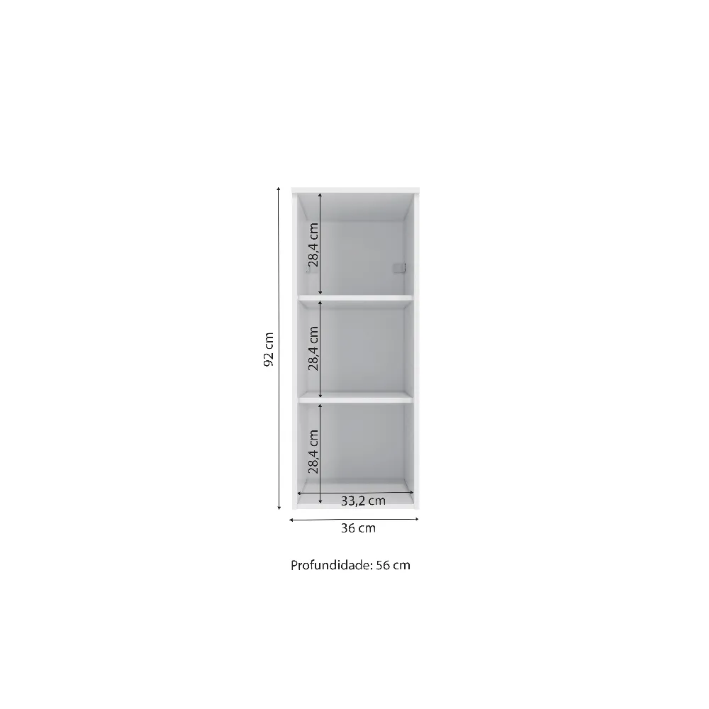 Aéreo 36CM Kappesberg 1 Porta Adapt N551 Branco/Nogueira SE