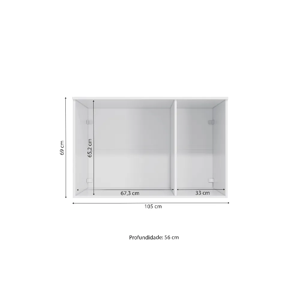 Aéreo 105CM Kappesberg 3 Portas Adapt N541 Branco/Nogueira SE