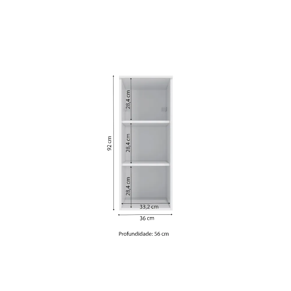 Aéreo 36CM Kappesberg 1 Porta Adapt N540 Branco/Nogueira SE