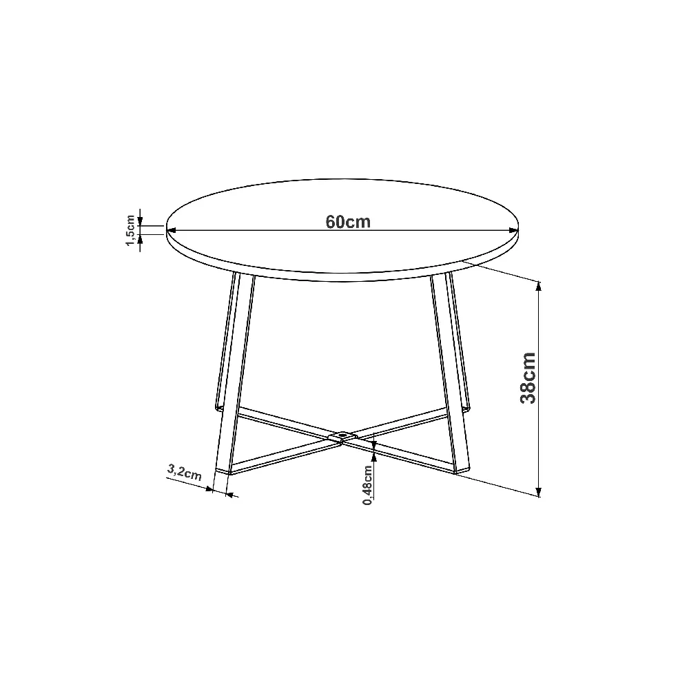 Mesa de Centro Redonda Artesano Industrial 27948PREP Preto SE