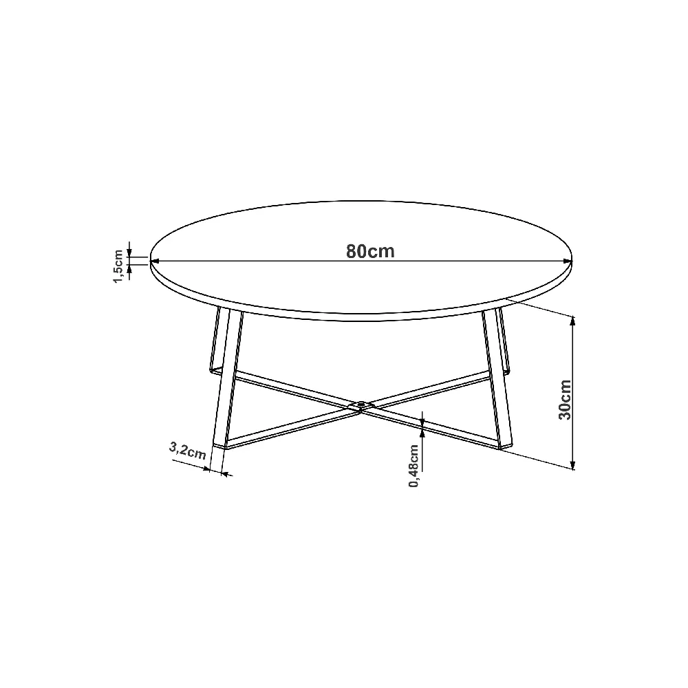 Mesa de Centro Redonda Artesano Industrial 27947PREP Preto SE