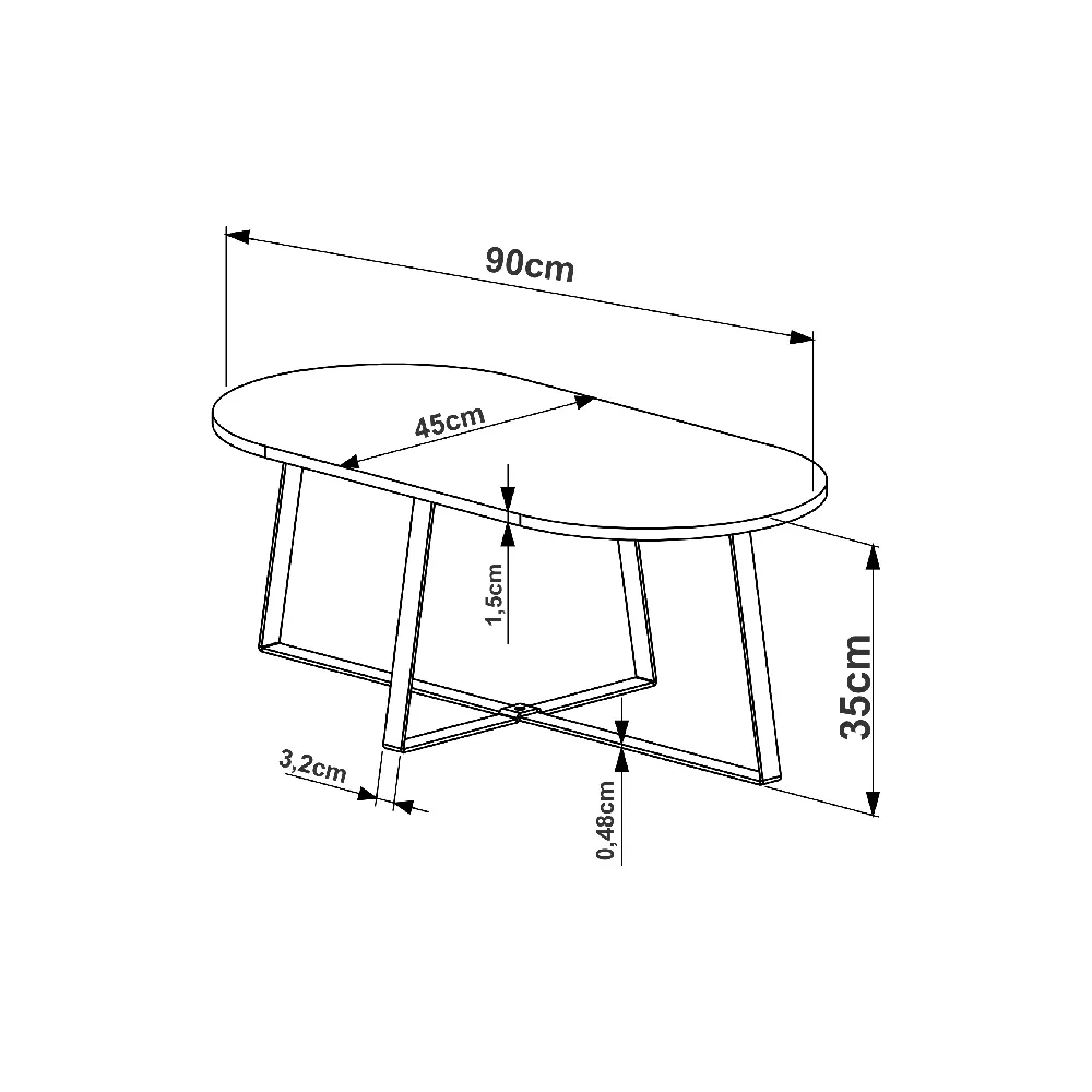 Mesa de Centro Oval Artesano Industrial 27941HNVD Hanover/Dourado SE