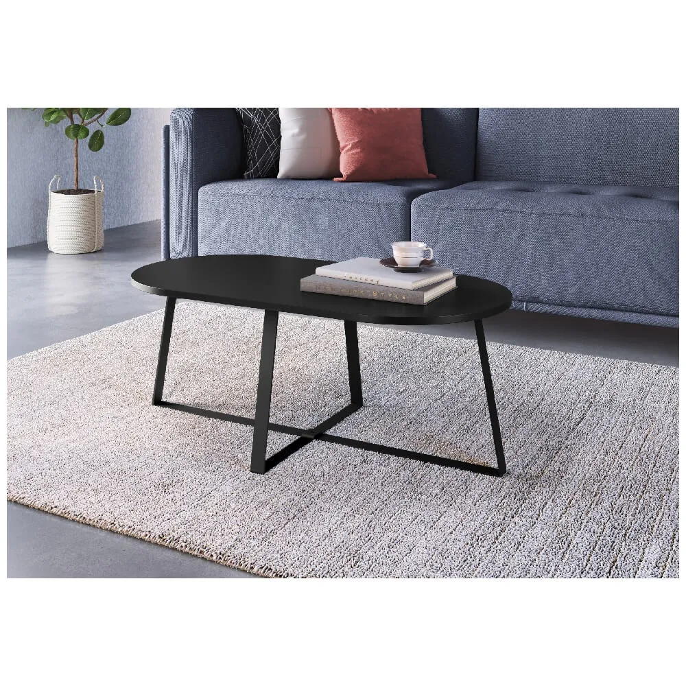 Mesa de Centro Oval Artesano Industrial 27941PREP Preto SE