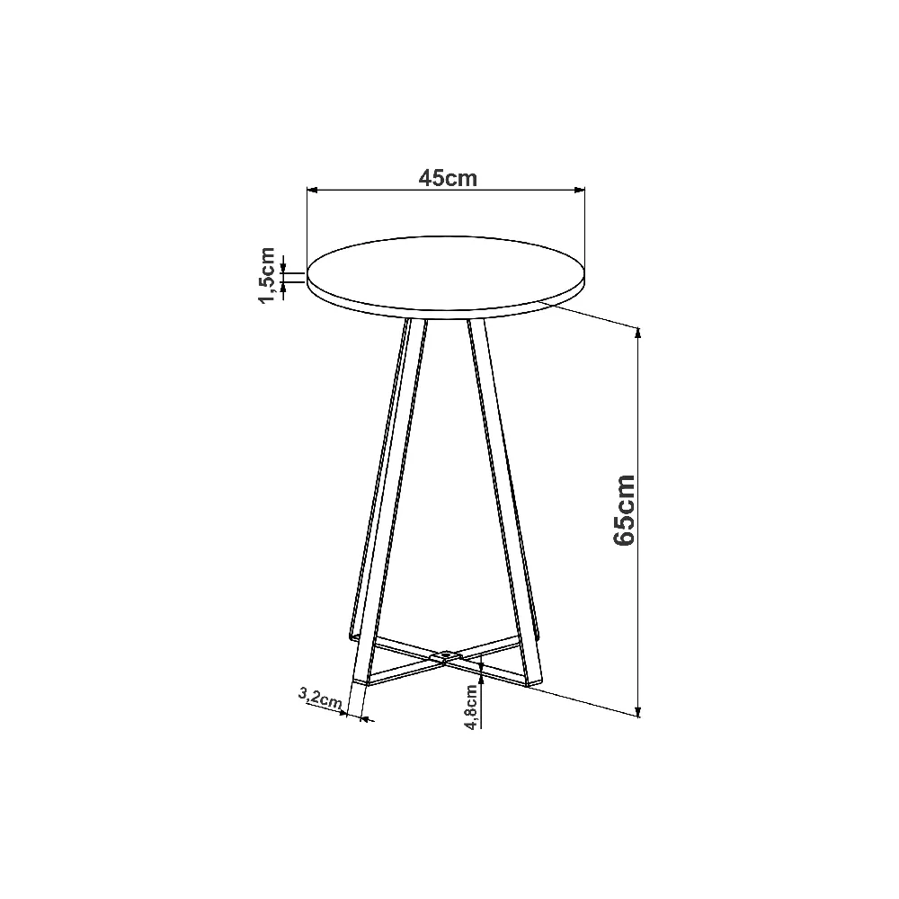 Mesa Lateral Redonda Artesano Industrial 27940PREP Preto SE