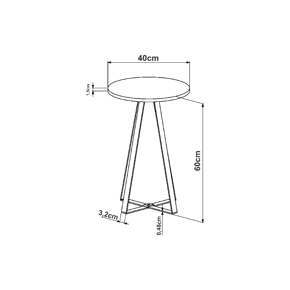 Mesa Lateral Redonda Artesano Industrial 27939PREP Preto SE