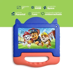 Tablet Infantil 7" 64GB 4GB RAM Patrulha Canina Chase Multi NB421 Colorido