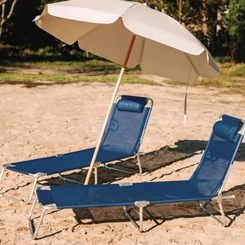 Cadeira de Praia Espreguiçadeira Alumínio 4 Posições Mor 2701 Azul Marinho