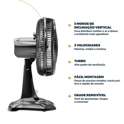 Ventilador de Mesa com 6 Pás 60W Britânia Maxx Force BVT301 Preto
