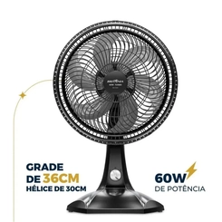 Ventilador de Mesa com 6 Pás 60W Britânia Maxx Force BVT301 Preto