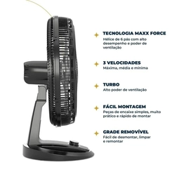 Ventilador de Mesa com 6 Pás 176W Britânia Maxx Force BVT500 Preto