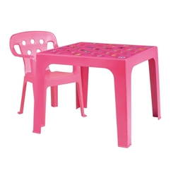 Mesa Infantil de Plástico Mor Kids Quadrada Rosa