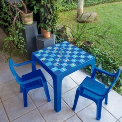 Mesa Infantil de Plástico Mor Kids Quadrada Azul