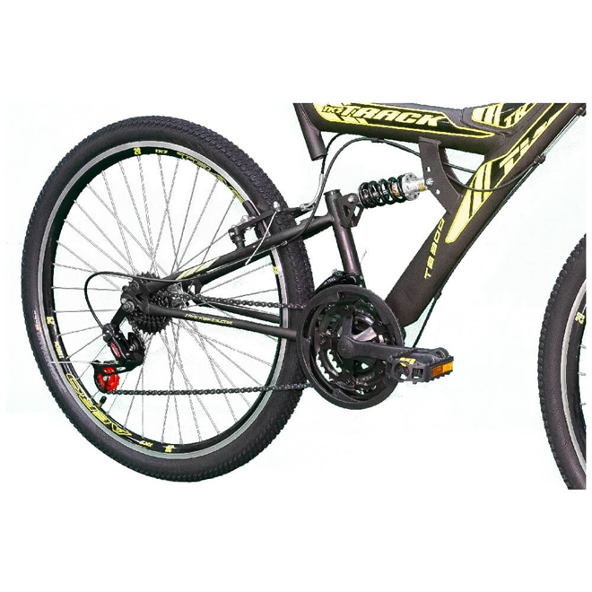 Bicicleta Aro 26 Track 21 Marchas Mountain Bike Preto/Amarelo