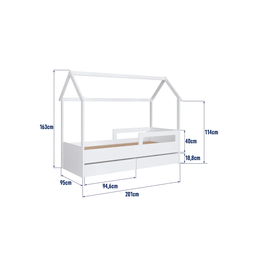 Cama Solteiro Completa Móveis Montessoriana com 2 Gavetas CCM021BCBC Branco SE