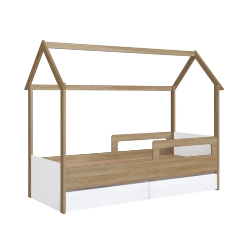 Cama Solteiro Completa Móveis Montessoriana com 2 Gavetas CCM021AVBC Aveiro OAK/Branco SE