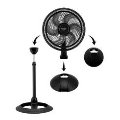 Ventilador 3 em 1 com 6 Pás 160W Britânia Turbo Silencioso BVT466 Preto