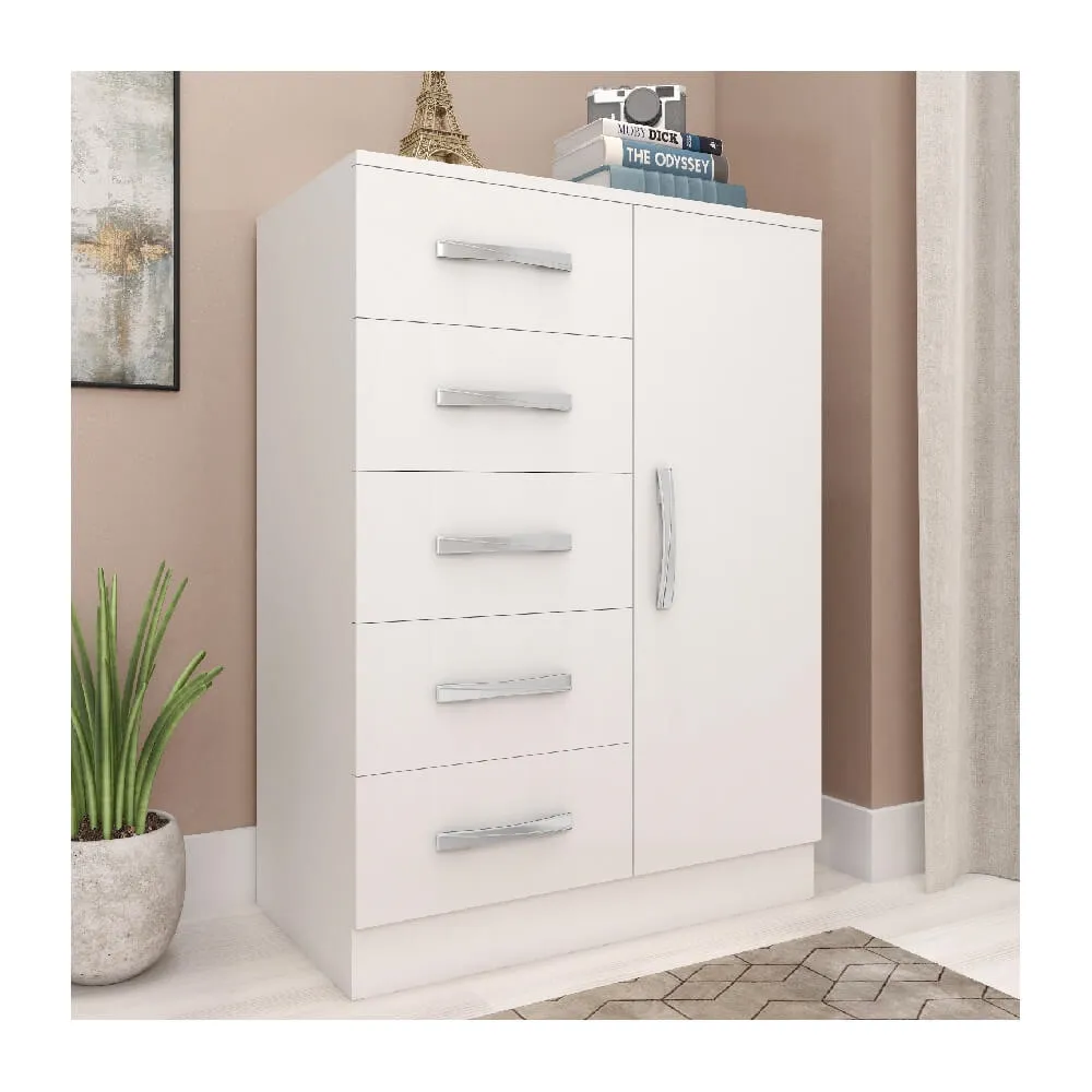 Cômoda 5 Gavetas Fellicci CO65 4 Portas Branco SE