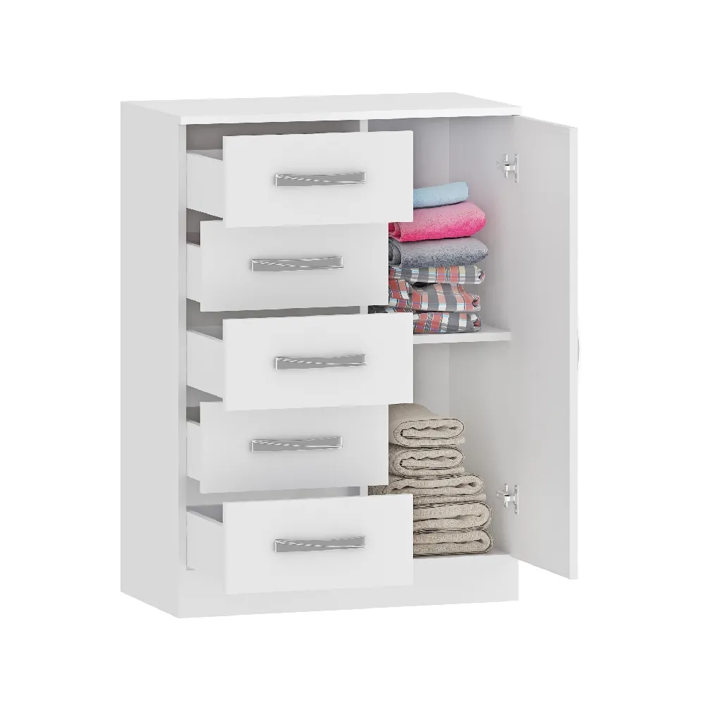 Cômoda 5 Gavetas Fellicci CO65 4 Portas Branco SE