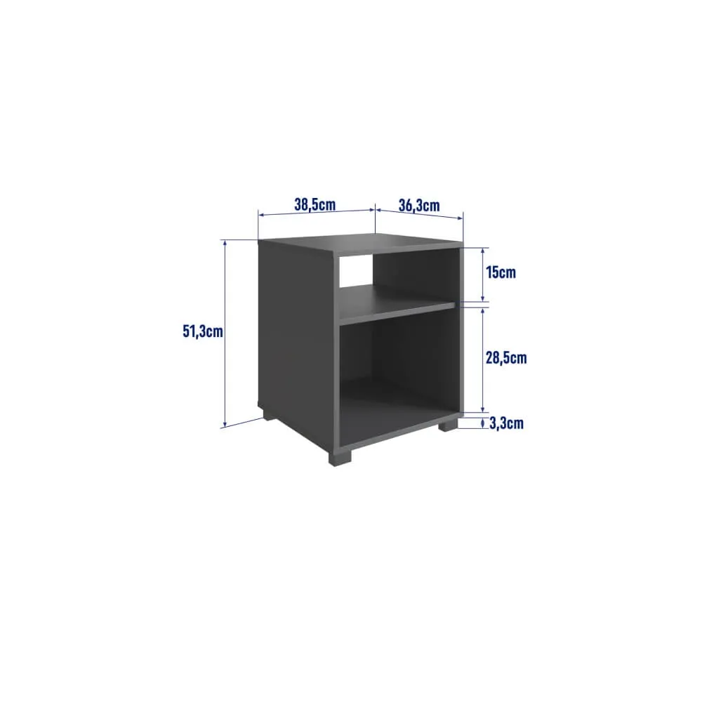 Mesa de Cabeceira Completa Móveis Siena CB210GFGF com Prateleira Grafite SE