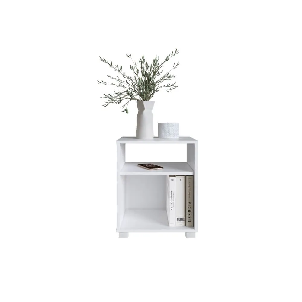 Mesa de Cabeceira Completa Móveis Siena CB210BCBC com Prateleira Branco SE