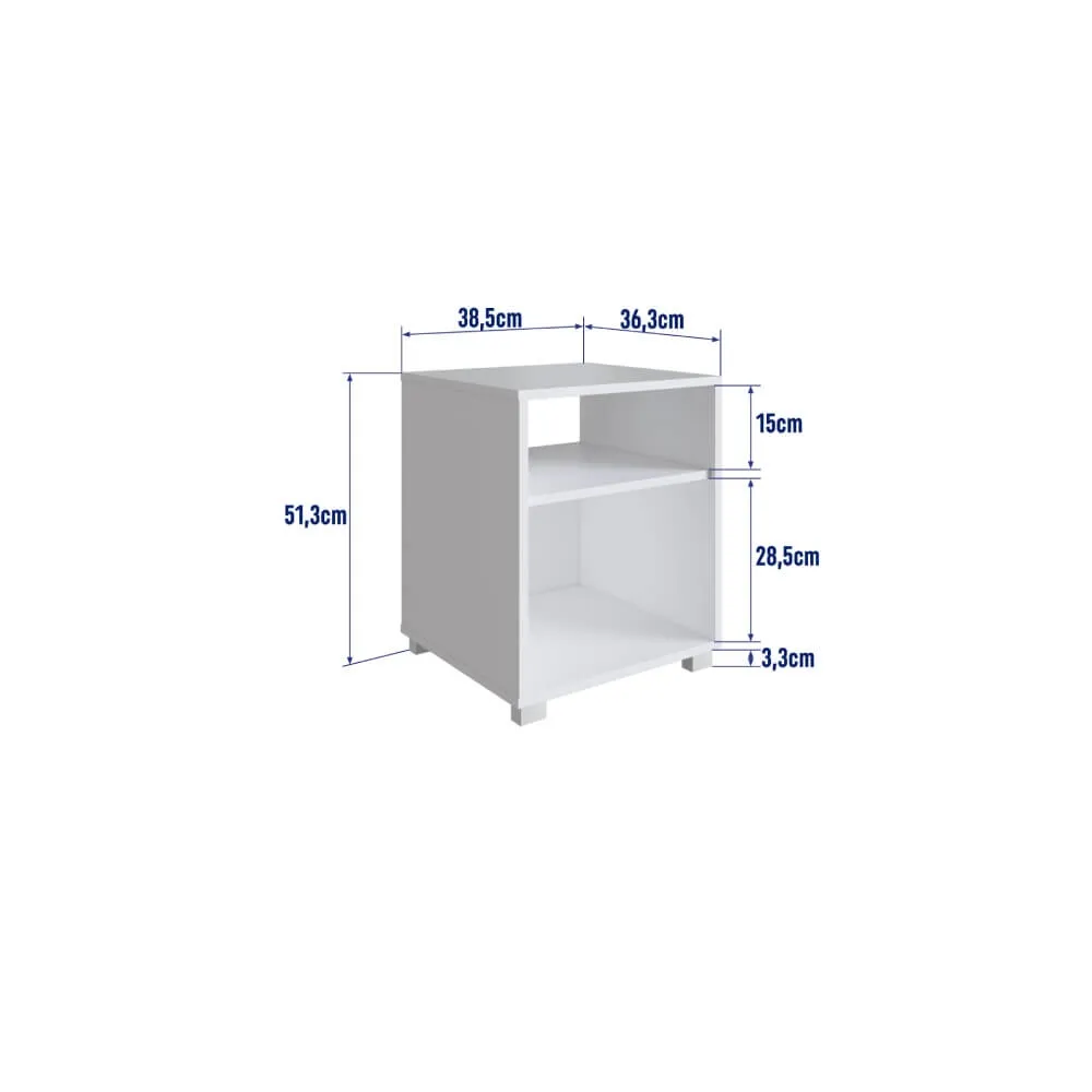 Mesa de Cabeceira Completa Móveis Siena CB210BCBC com Prateleira Branco SE