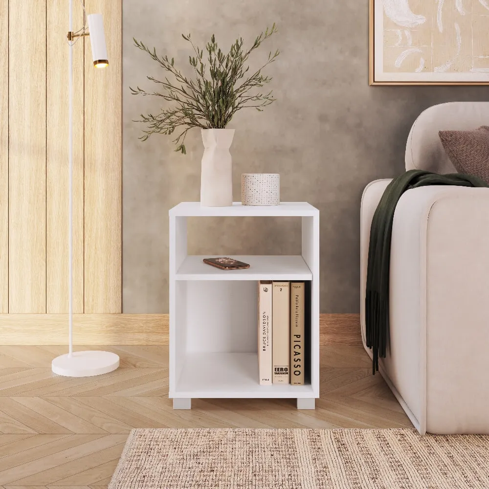 Mesa de Cabeceira Completa Móveis Siena CB210BCBC com Prateleira Branco SE