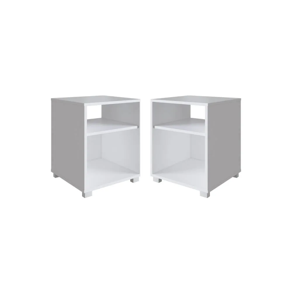 Mesa de Cabeceira Completa Móveis Siena CB210BCBC com Prateleira Branco SE