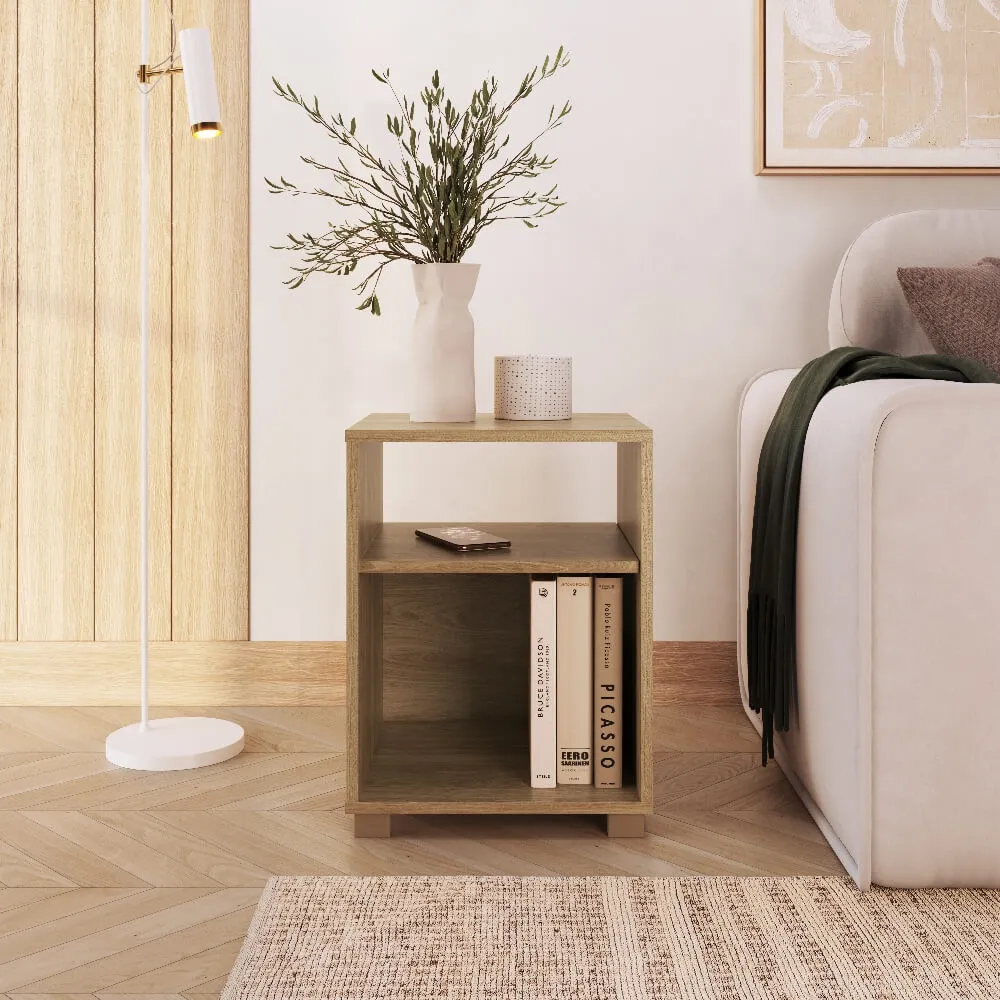 Mesa de Cabeceira Completa Móveis Siena CB210AVAV com Prateleira Aveiro OAK SE