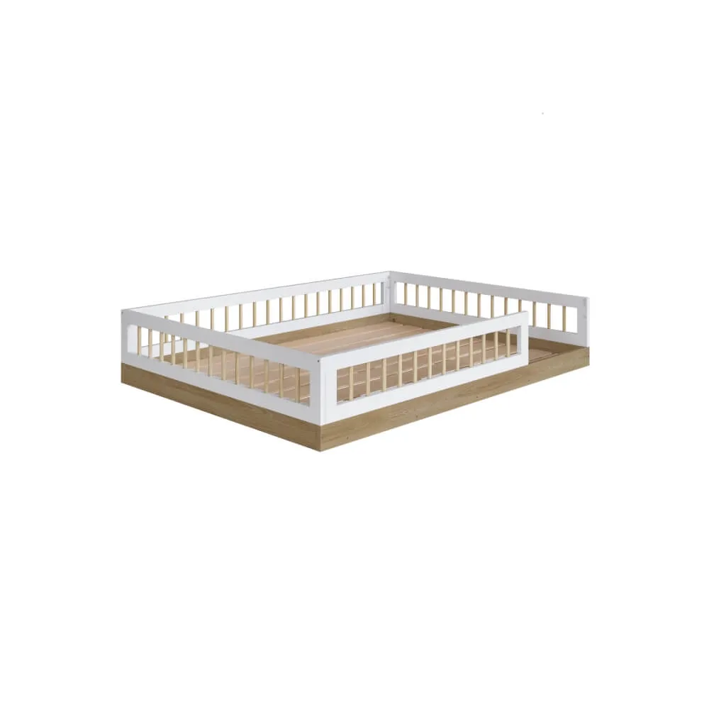 Cama Casal Completa Móveis Montessoriana Affeto AFT009AVBC Aveiro OAK/Branco SE