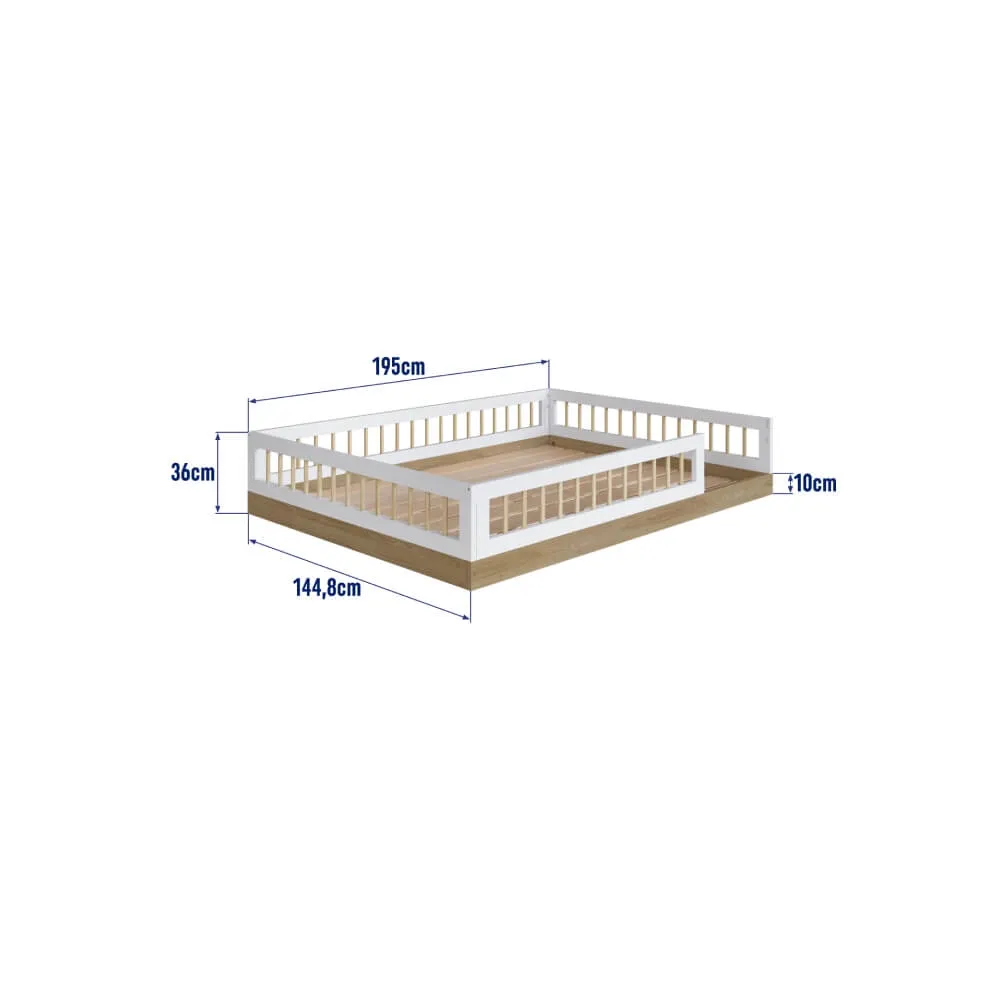 Cama Casal Completa Móveis Montessoriana Affeto AFT009AVBC Aveiro OAK/Branco SE