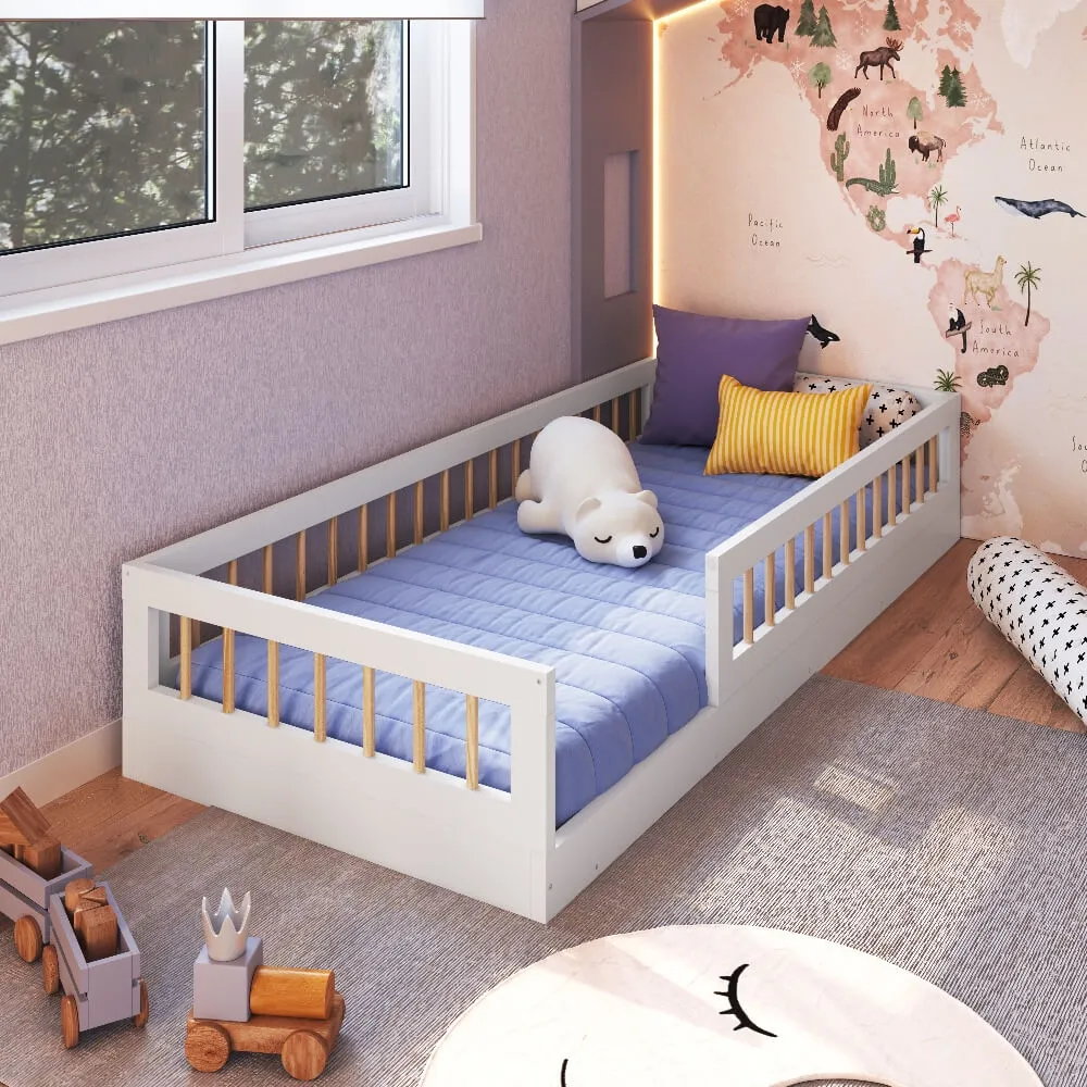 Cama Solteiro Completa Móveis Montessoriana Affeto AFT008BCBC Branco SE