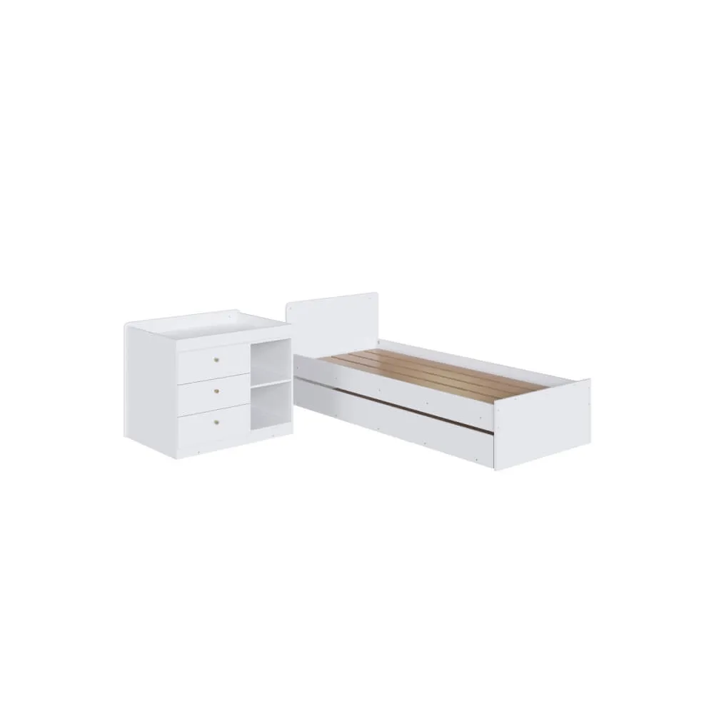 Berço Multifuncional Completa Móveis c/Cama Auxiliar BB023BCBC Branco SE